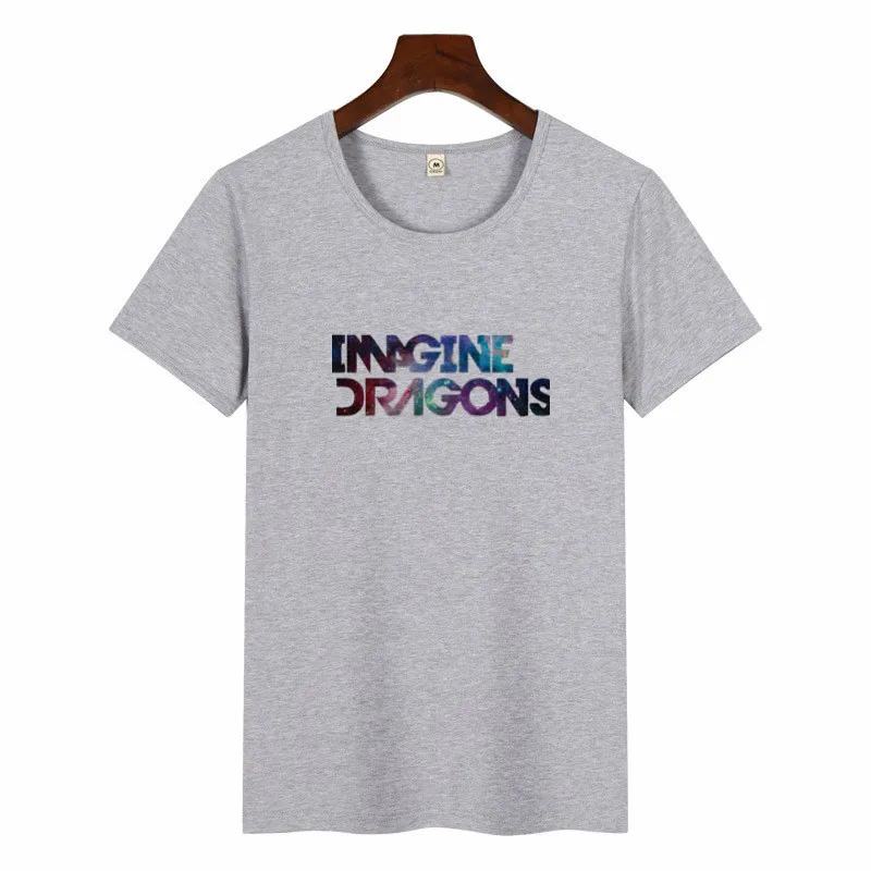 p1413H-grey Summer Female Imagine Dragons Korean Style TShirt O-neck Hipster ShortSleeve Tops Unisex Streetwear Graphic Tees Women Harajuku - Цвет: p1413H-grey