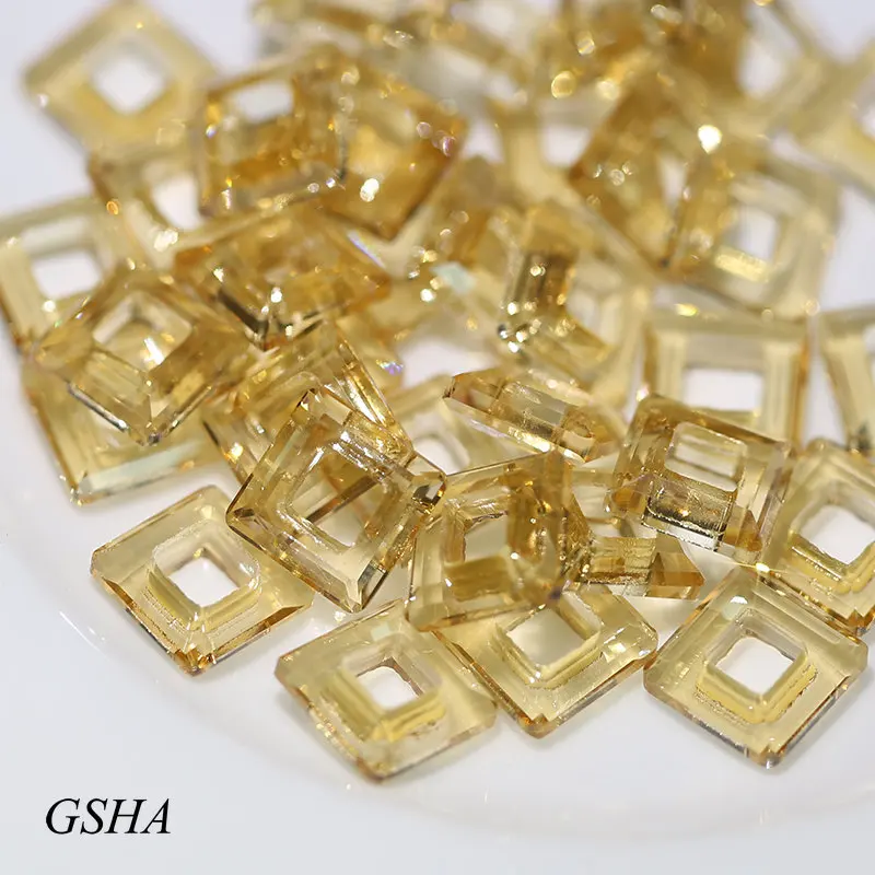 GSHA 8-10 мм квадратной формы многоцветные кольца с ангелами стеклянные Полые бусины Кристалл кабошом для самостоятельного изготовлен - Цвет: GSHA