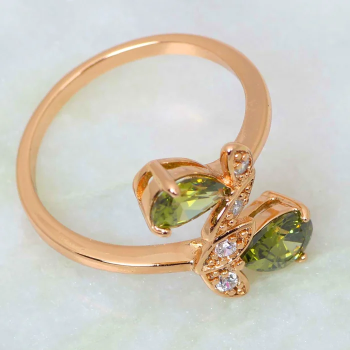 Новый 2019 кольца для Для женщин зеленый фианит Модные украшения кольцо из желтого