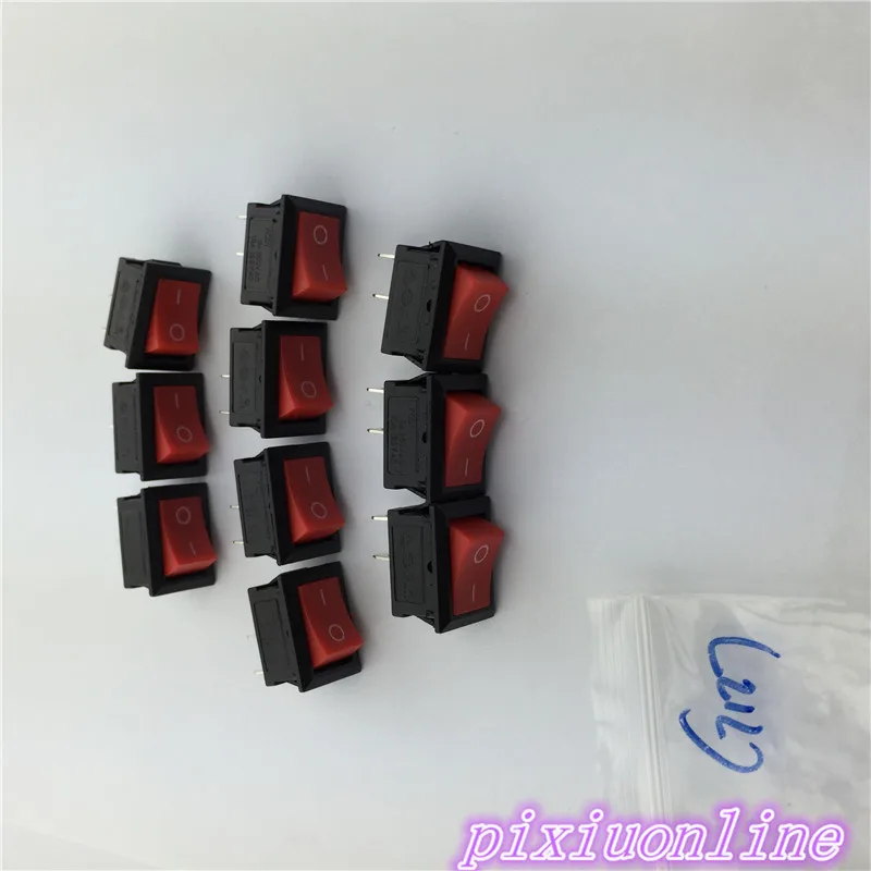 G127Y 10 шт. красный 15*21 мм SPST 2PIN вкл/выкл перекидной клавишный выключатель 6А/250 в 10А/125