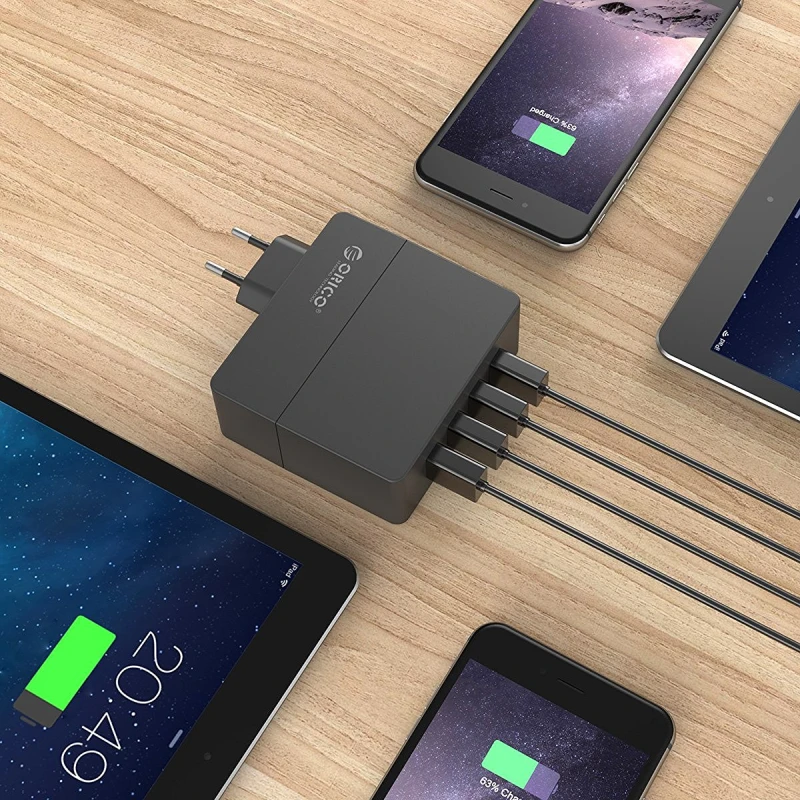 Настольное USB зарядное устройство ORICO 4 порта настенное 34 Вт для iPhone 7 умное