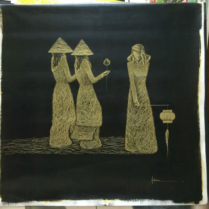 

High quality Oil Painting Hand painted Abstract Vietnam Lady Painting Canvas Modern Wall Art Picture Home Decor