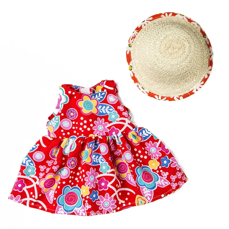 red flower paint 18 дюймов, одежда для девочек, куклы, американские игрушки, платье, костюм, ручная работа, кружевная юбка, платье, аксессуары, подходит для 43 см, кукла c746 - Цвет: red flower paint