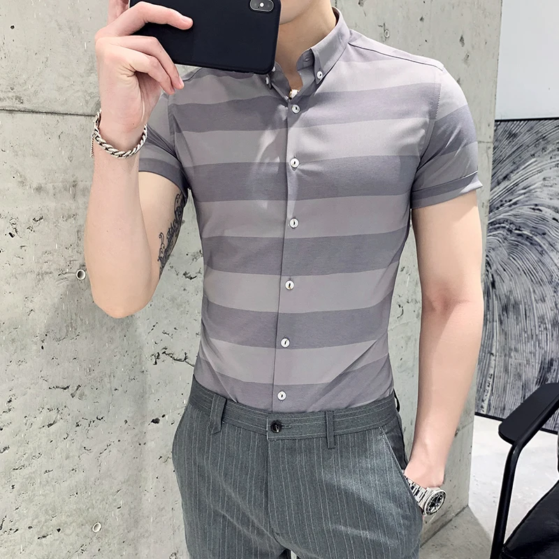 Высококачественная Мужская рубашка платье летняя универсальная с короткими