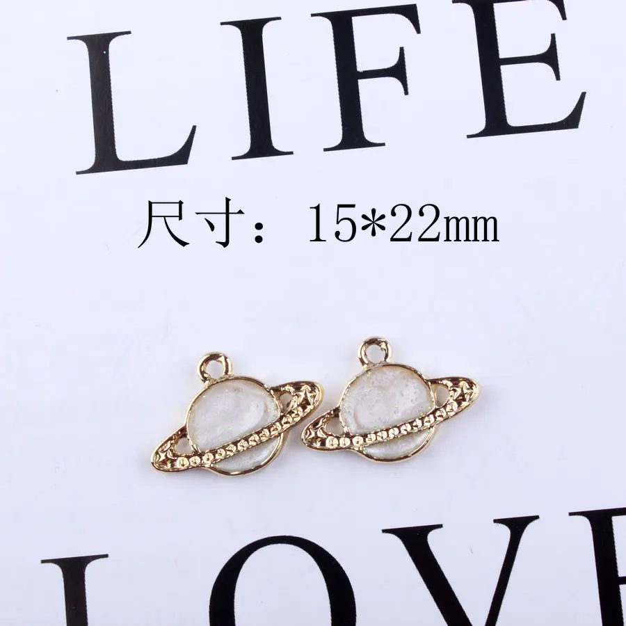 50pcs/lot 15*22mm Enamel planets Charm Oil Drop Zinc Alloy plant with aureole star enamel Pendants DIY Earring Making | Украшения и
