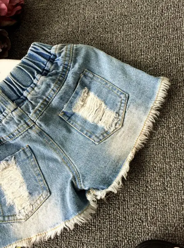 Джинсовые шорты с блестками и бахромой для девочек детские принцессы мультяшным
