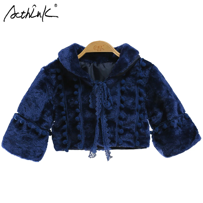 ActhInK New Winter Girls Fur Boleros Long Sleeve Wedding Dress Bolero Coat Baby Girl Thermal Short Jacket |