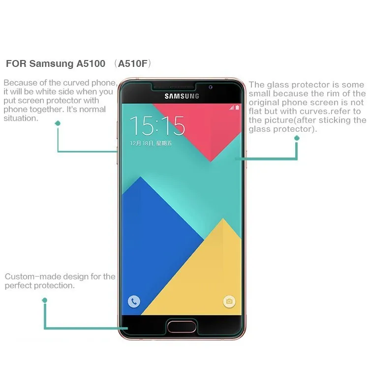 Оптовая продажа закаленное стекло премиум класса для Samsung GalaxyA3 A5 A7 A8 J5 J7 2016 9H 2.5D