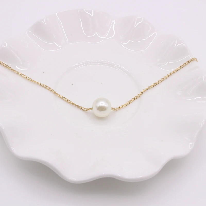 

Topkeeping Women Fashion Jewelry Girls Delicate Simulated Pearl Pendant Clavicle Chain Simple Ladies Party Necklace