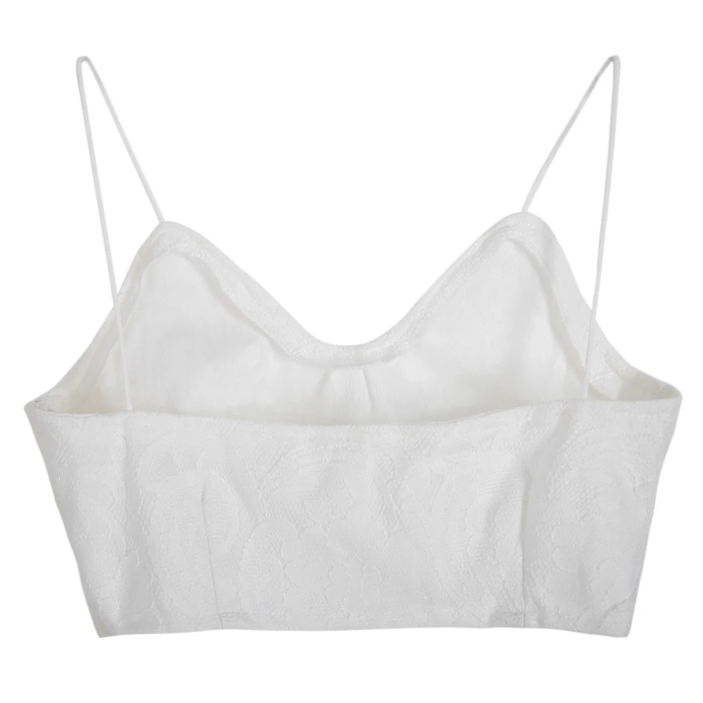 AZULINA распродажа изысканный v-образным вырезом Спагетти ремень белый короткий топ