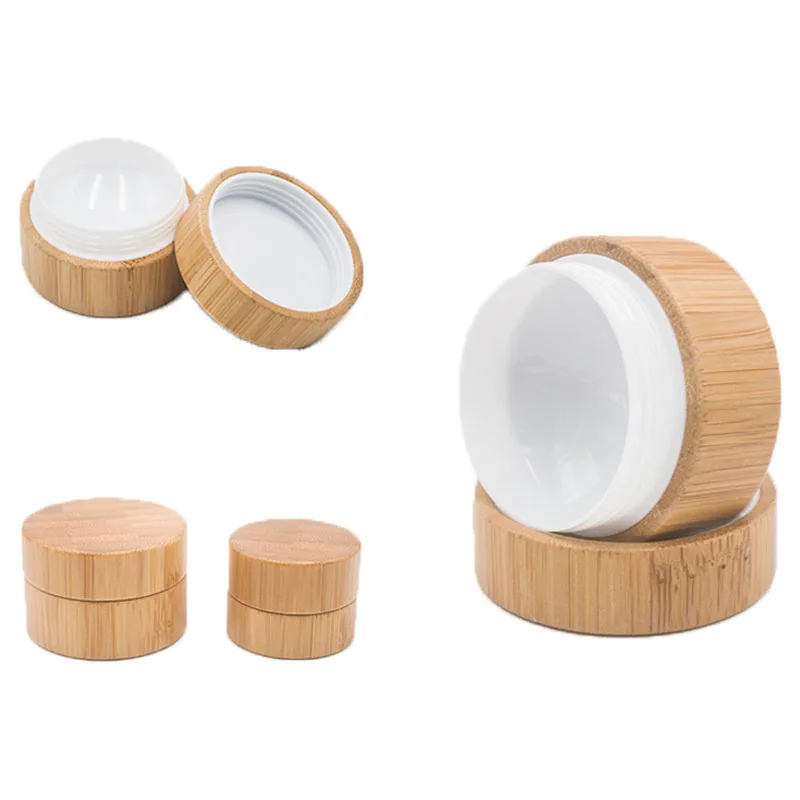 

10pcs 5g/10g/30g/50g Empty Natural Bamboo Cosmetic Jar Refillable Bottles Travel Face Cream Pots Lotion Vials Makeup Containers
