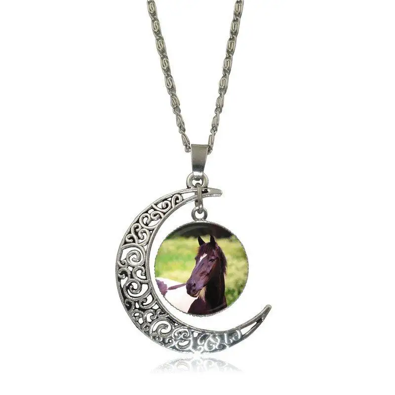 Ей глазурь для женщин подарок дизайн головы лошади модный стеклянный полумесяц