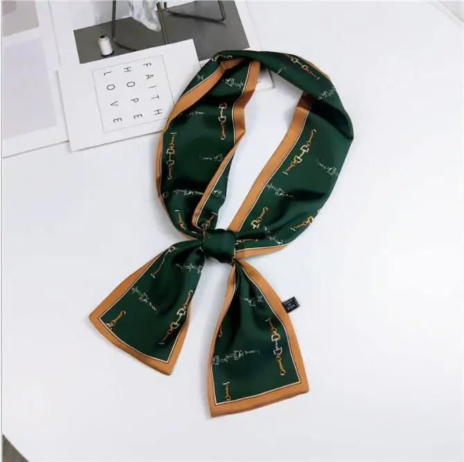 Женский Шелковый атласный шарф с принтом животных собак длинные шарфы