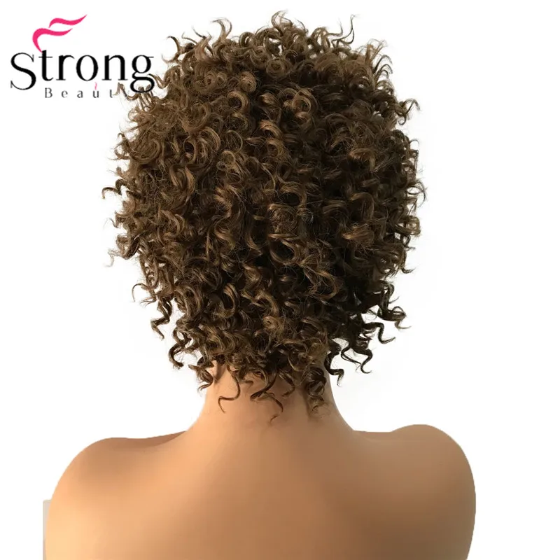 StrongBeauty кружевной передний короткий черный выделенный кудрявый афро высокий нагрев ок синтетический парик парики выбор цвета - Цвет: #10