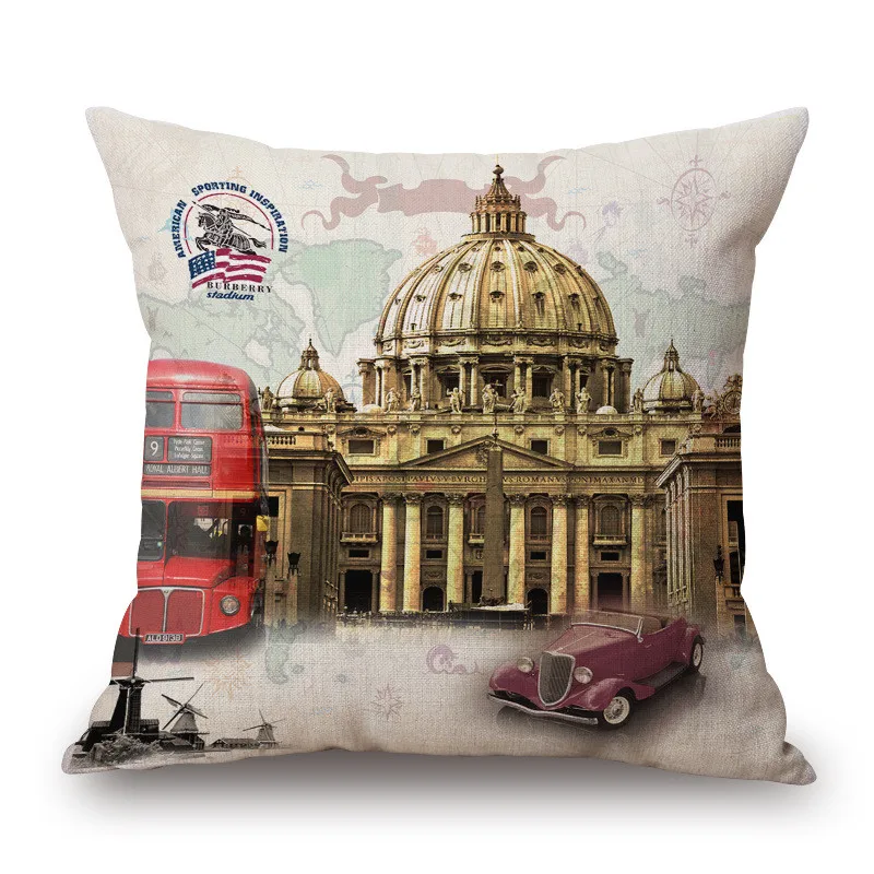 Оптовая продажа Подарочная наволочка в стиле ретро Нью Йорк Лондон улица
