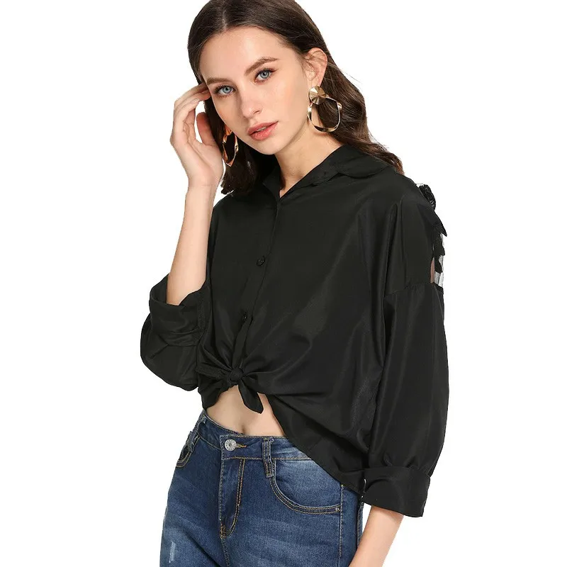 Летние брендовые дизайнерские модные женские лоскутные блузки спинки крыло