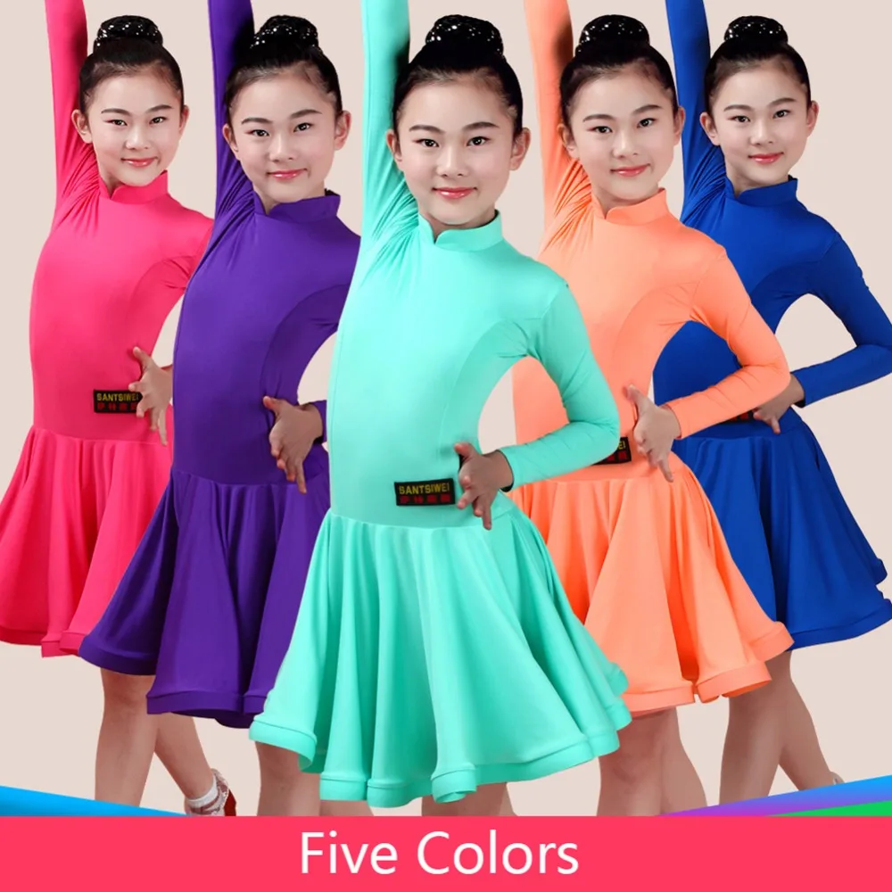 2020 платье для латиноамериканских танцев девочек 5 цветов красный/зеленый/синий