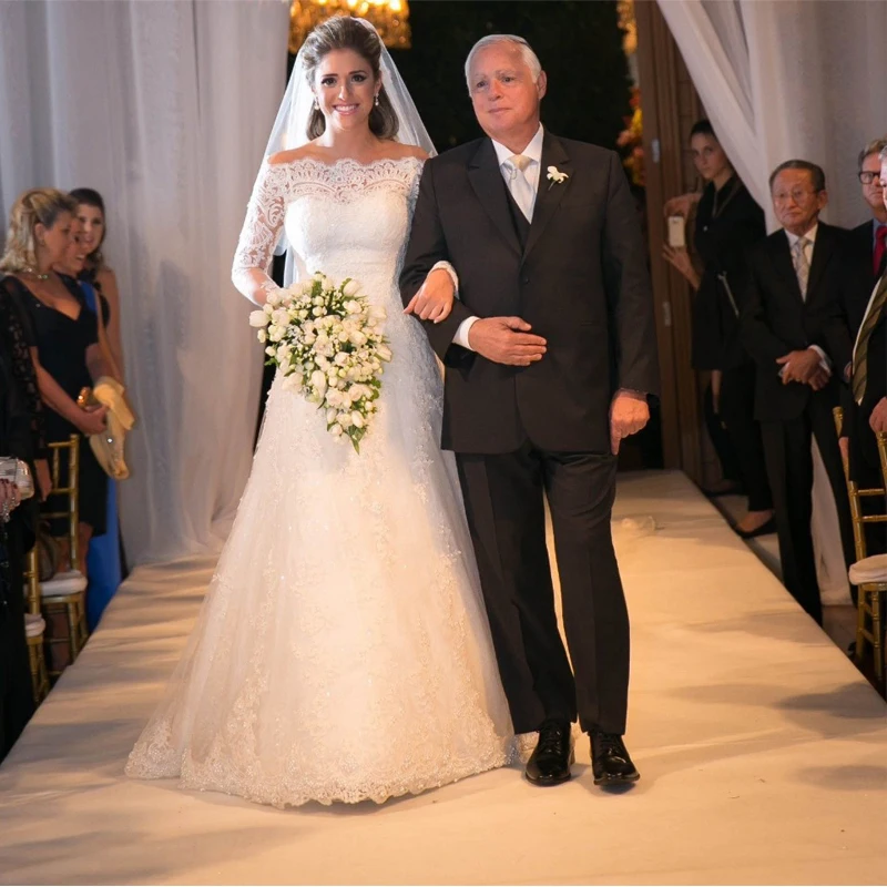 ТРАПЕЦИЕВИДНОЕ свадебное платье 2016 Новое поступление на молнии с аппликацией