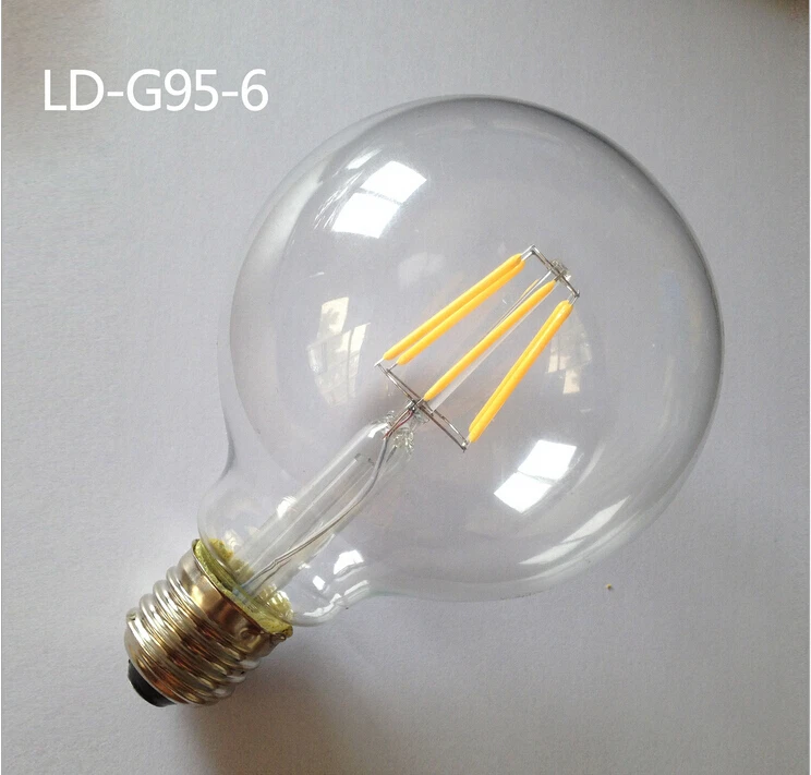 Диммируемая Светодиодная лампа накаливания G95 большой светильник с нитью 4 Вт 6 8 10