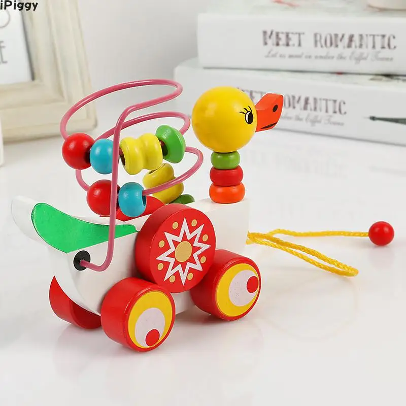 Educational Duckling Trailer Toy Multicolour Wooden Children Kids Puzzle Baby Infant Mini Around Beads Learning Game | Игрушки и хобби