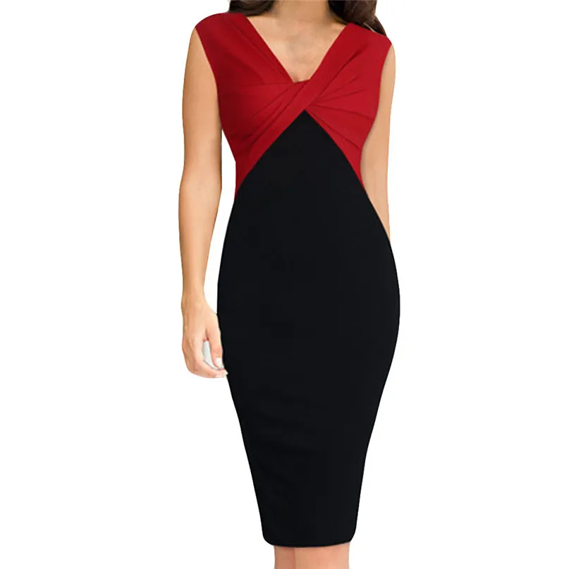 Женское летнее деловое лоскутное платье с поясом Повседневное на молнии спереди