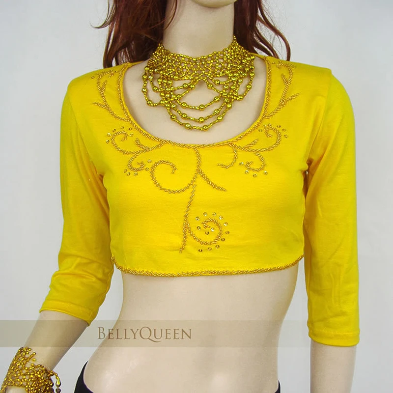 Женский костюм для танца живота бюстгальтер с блестками и бусинами топ жилет
