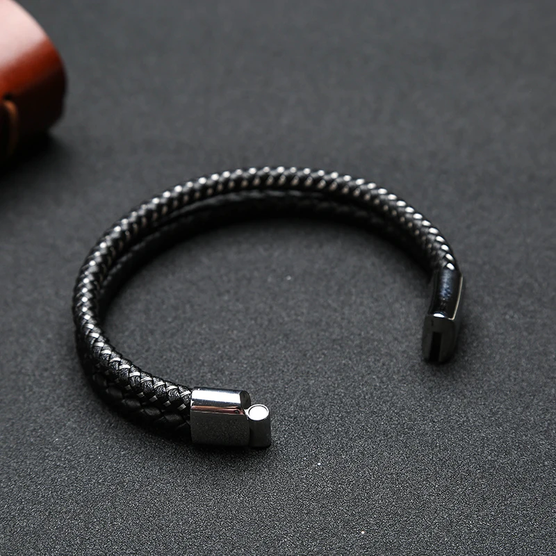 MOGE Мода Для мужчин из натуральной Кожаные браслеты с Нержавеющая сталь