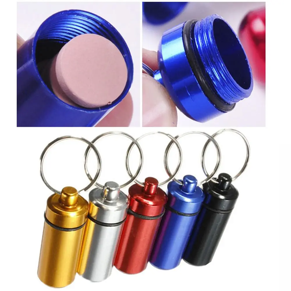 

Small Pill Tablet Medicine Storage Box Aluminum Alloy Case Travel Container Keychain Waterproof 1 pc Fashion Refillable Bottle
