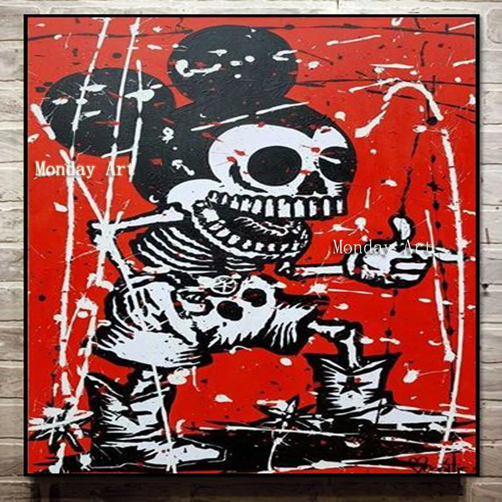new handmade Mickey picture Alec Graffiti Mouse oil painting Hand painted wall pictures for living room kid's | Дом и сад