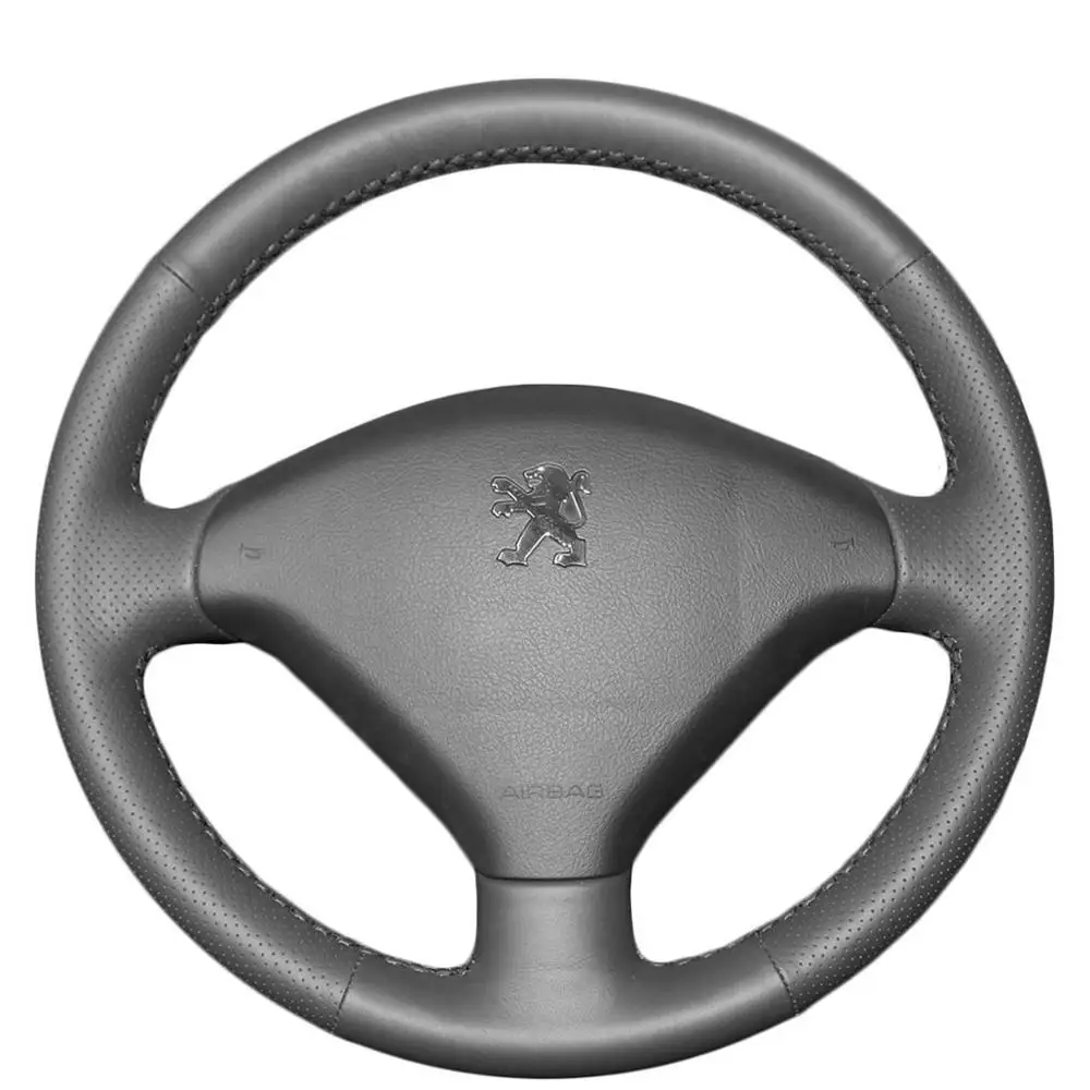 Wheel Cover Black PONSNY автомобильный Редуктор/ручной тормоз/рулевое управление чехол из натуральной кожи для PEUGEOT 307 2004-2010 сшитый вручную чехол из натуральной кожи - Название цвета: Wheel Cover Black