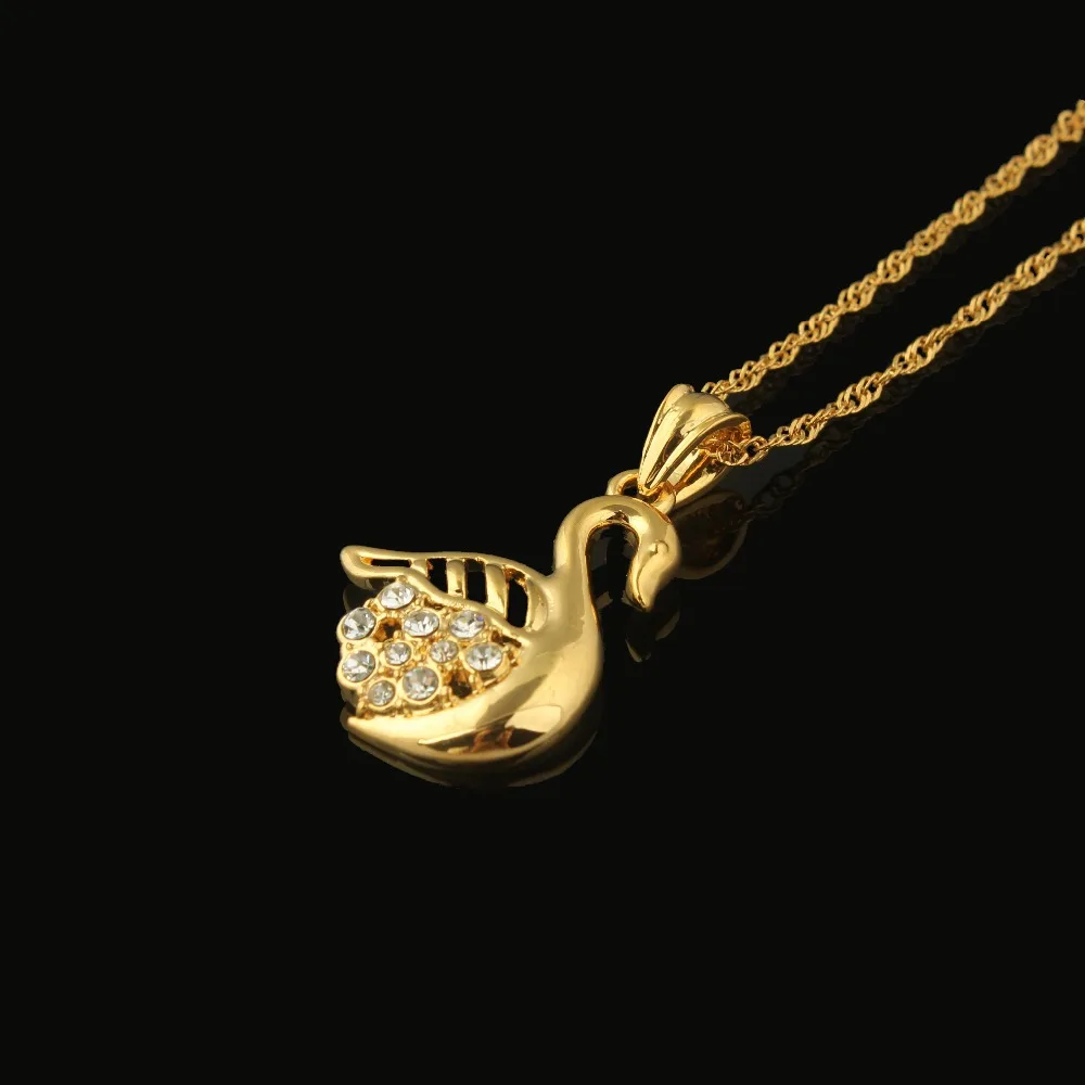 Модное ожерелье с подвеской золотого лебедя женская простая подвеска ювелирное