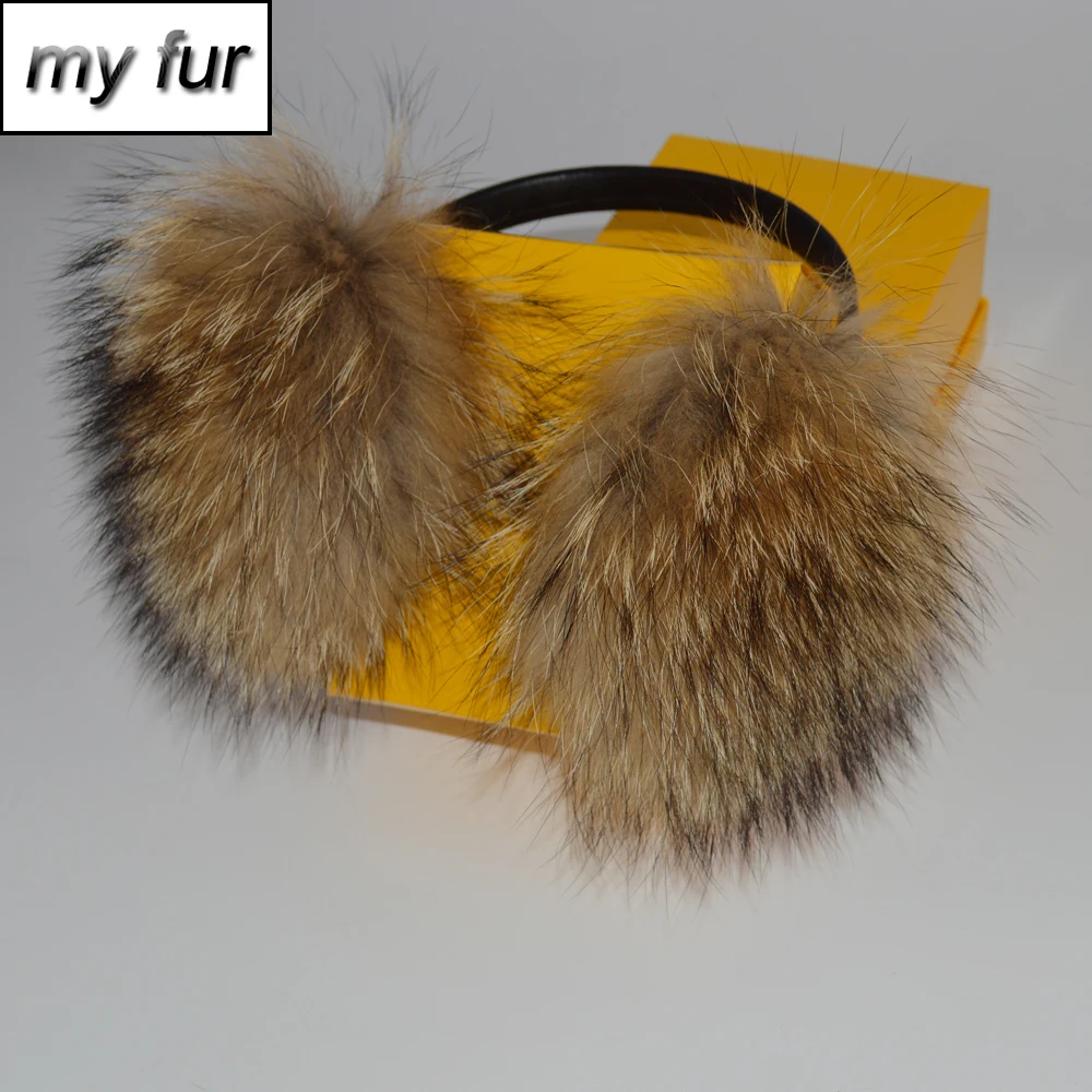 Женские зимние теплые пушистые наушники из натурального Лисьего меха женские
