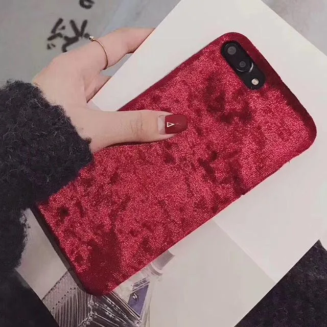 Style 1 LACK ретро сплошной цвет чехол для телефона для iphone X чехол для iphone 6 6S 7 8 плюс модная ткань кожа задняя крышка зимний теплый чехол s - Цвет: Style 1