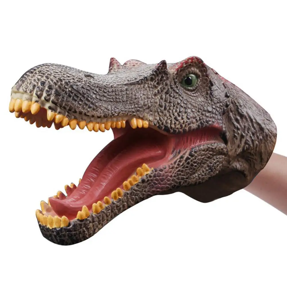 crocodile Ручные куклы динозавр T-Rex фигурки перчатки Мягкая виниловая Резина животное акула собака корова голова действие палец King Kong модель игрушки подарок - Цвет: crocodile