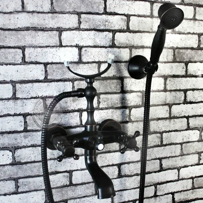 

Wall mounted Bathroom bathtub shower faucets with hanged shower head.Oil Rubbed clawfoot handle bathroom shower faucet YN-355