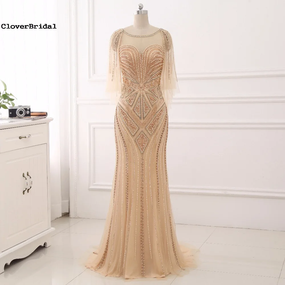 CloverBridal 2017 новые роскошные шикарные блестящие платья русалки цвета шампанского