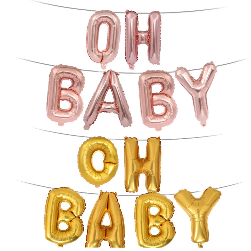 6Pcs Rose Gold 16inch Oh Baby Letter Balloons Wedding Decoration Children Party Supplies Aluminum Foil Balloon Shower Decor | Дом и сад