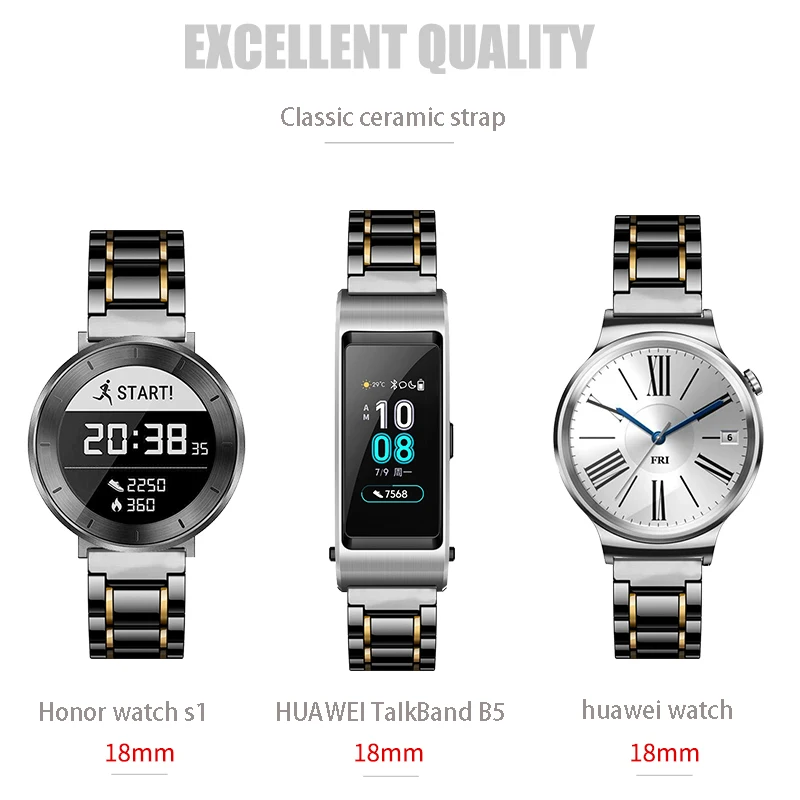 18 мм керамический ремешок для huawei TalkBand B5 для huawei watch 1 Honor Watch S1 сменный ремешок быстросъемный регулируемый размер