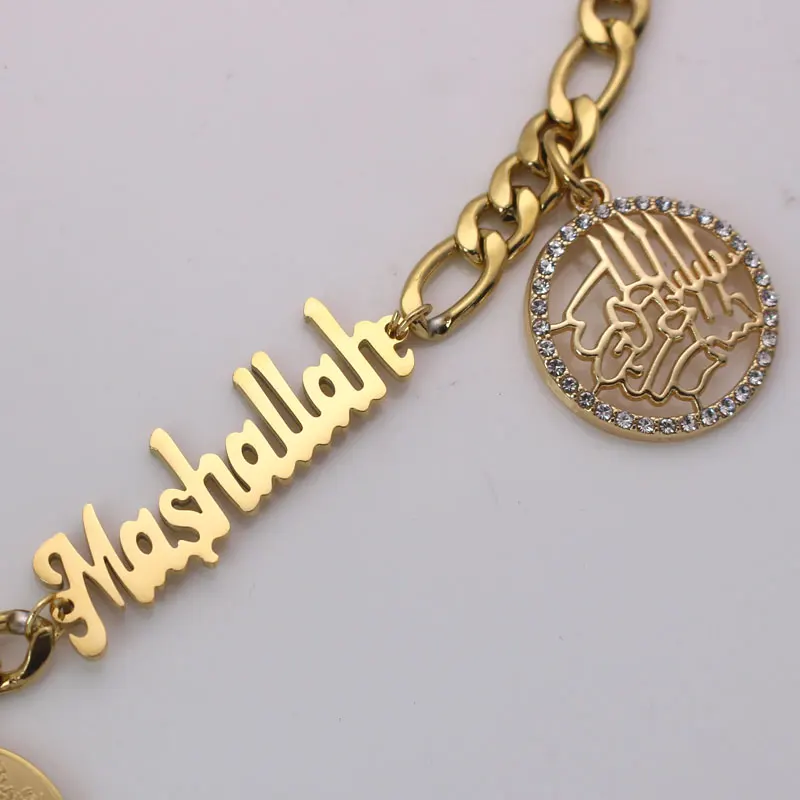 Мусульманская Ayatul Kursi машаллах во имя Аллах и нержавеющая сталь Браслеты |