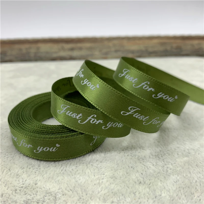 Green 5 ярдов 10 мм Романтический Подарочный упаковочный ремень с принтом "Just For You" дизайн ленты для свадьбы Рождество украшения - Цвет: Green