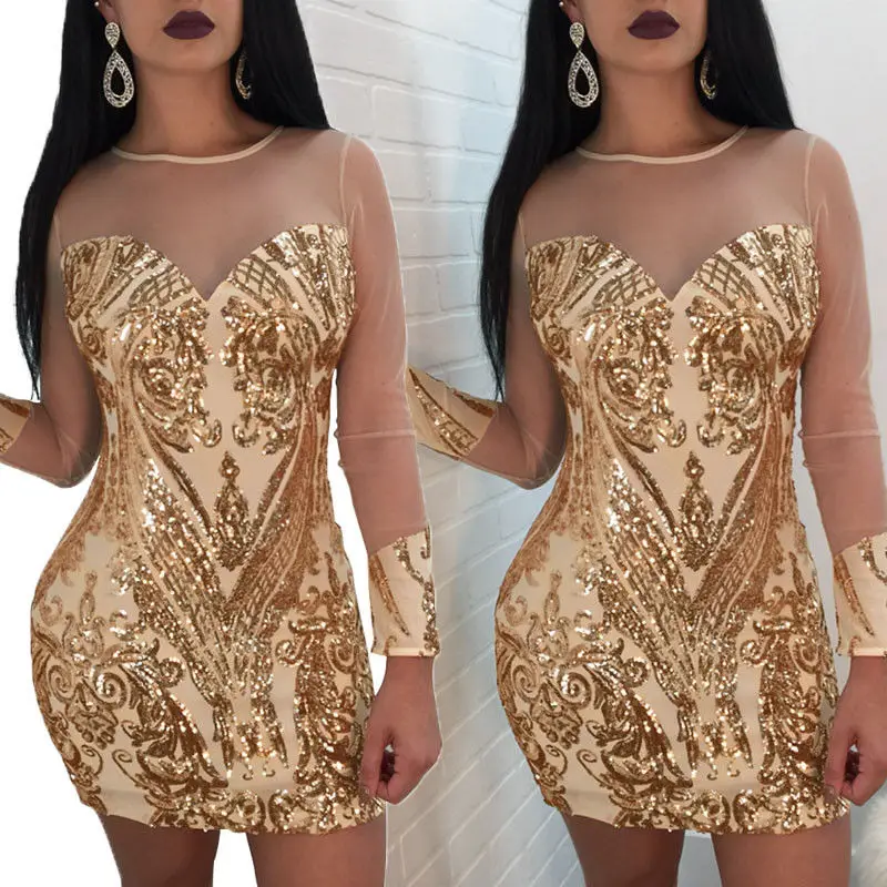2018 Новый модные пикантные Для женщин бинты Bodycon с длинным рукавом клуб вечерние