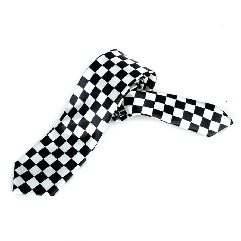 Polyester yarn Necktie Neck Tie with Black White Plaid Checkered for Mens | Аксессуары для одежды