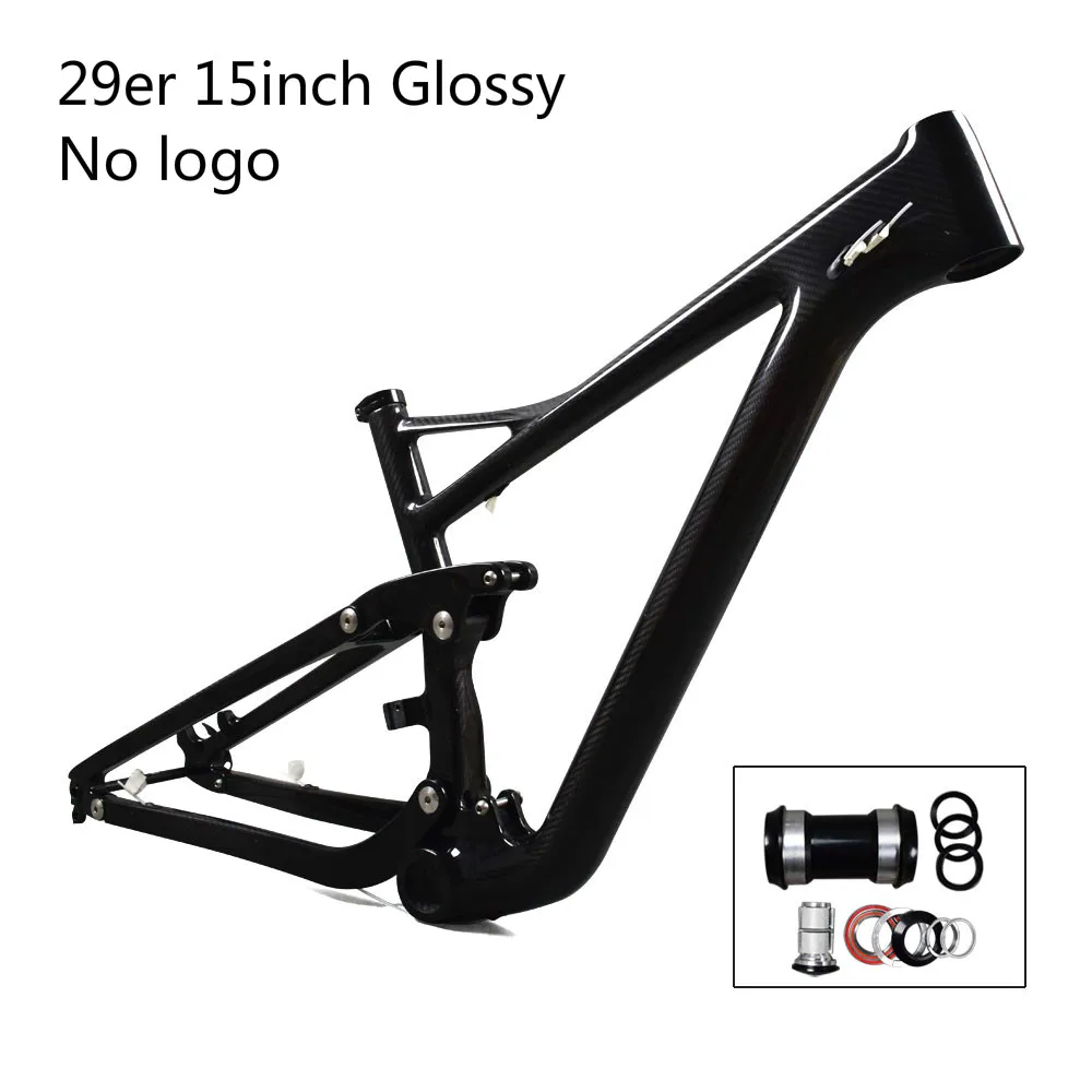 glossy 15inch Airwolf mtb полная подвеска рама с дисковым тормозом 160 мм путешествия 122 мм принимаем OEM живопись 29er карбоновая рама подвеска - Цвет: glossy 15inch