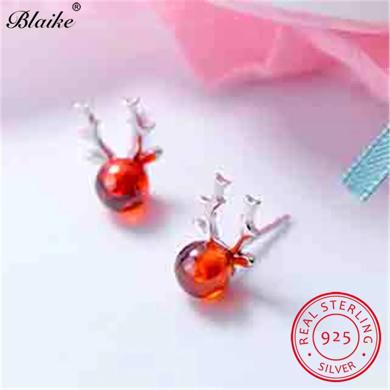 Женские серьги-гвоздики Blaike милые серьги с красными кристаллами из