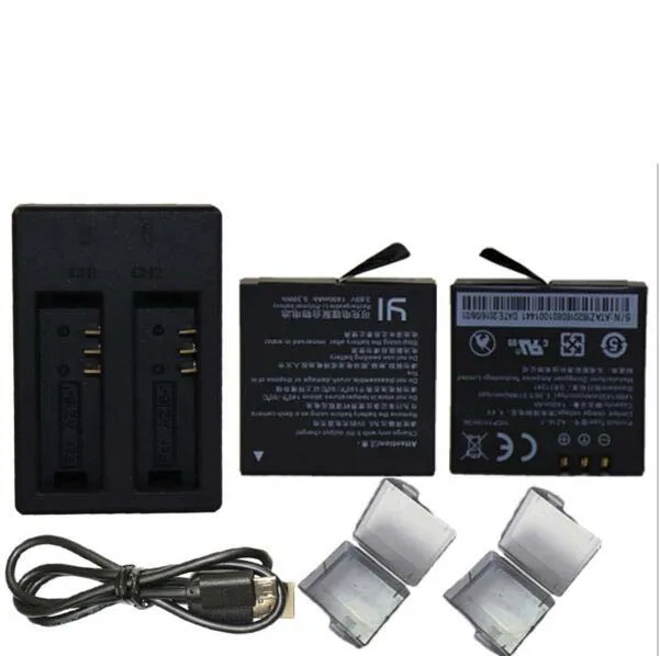 2x1400 mAh оригинальный аккумулятор xiaomi Yi yi II xiami 4 К батареи + двойной Зарядное