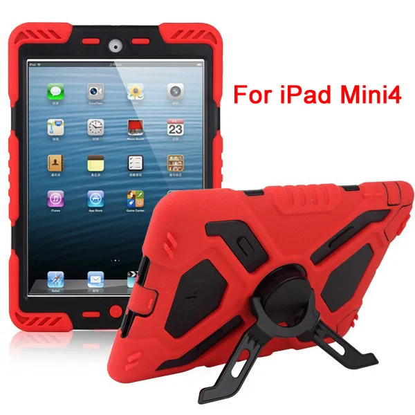 For MINI4 Pepkoo паук силиконовые детские Экстремальный военный, повышенная нагрузка Водонепроницаемый пыли для iPad2/3/4, iPad Air 2 iPad 6 Mini4 с подставкой - Цвет: For MINI4