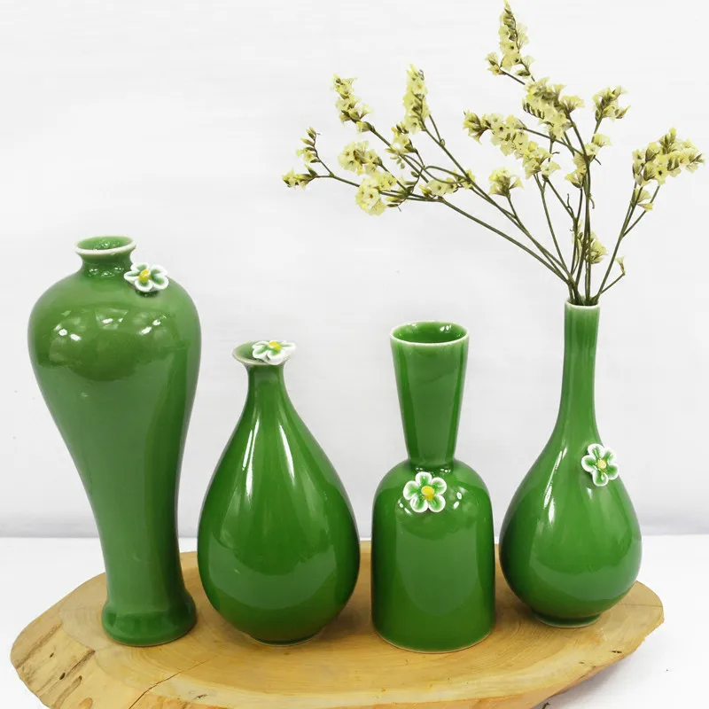Цзиндэчжэнь Керамическая Мини Флора бутылка Цветок Маленькая ваза зеленый
