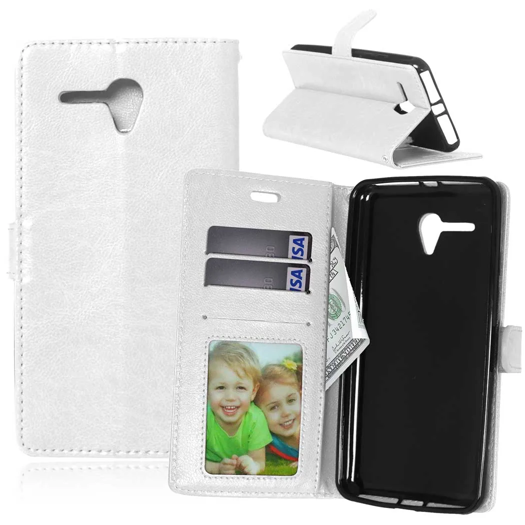Сплошной цвет фото рамка флип телефон кожаный чехол для Alcatel One Touch Pop 3 (5 5 ") 5025D 5025