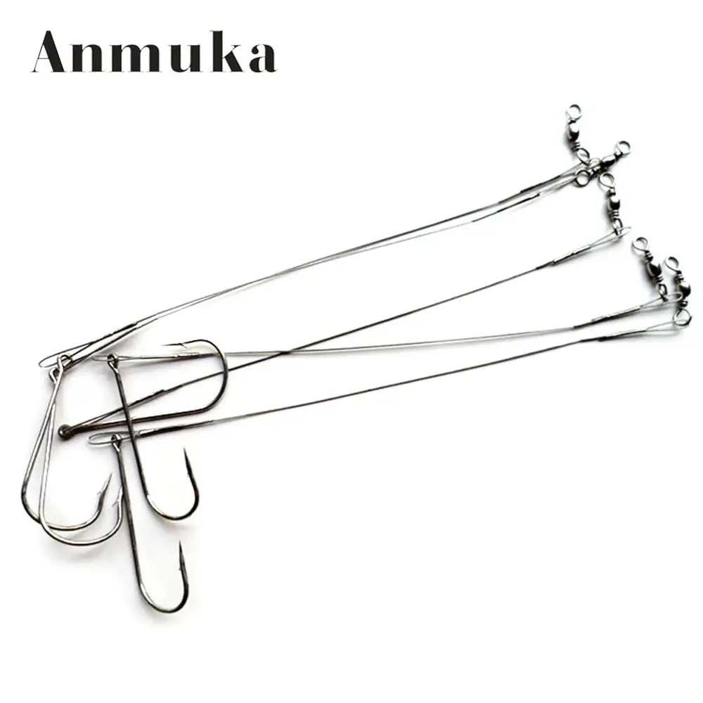 5 шт./лот анти укуса стальная леска с крючком стальной проволоки лидер поворотным