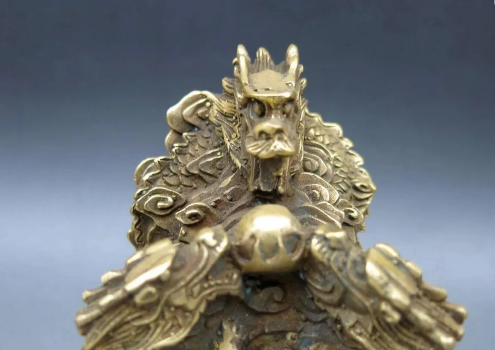 Китайский латунный медный животный 9 Дракон золотой Королевский штамп с